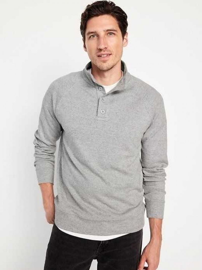 Old Navy Mock-Neck Button-Front Pullover Sweater Light Grey | KOX450698