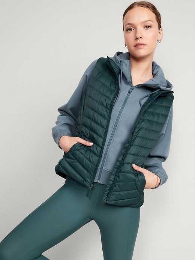 Old Navy Narrow-Channel Quilted Puffer Vest Deep Green | DGB738025