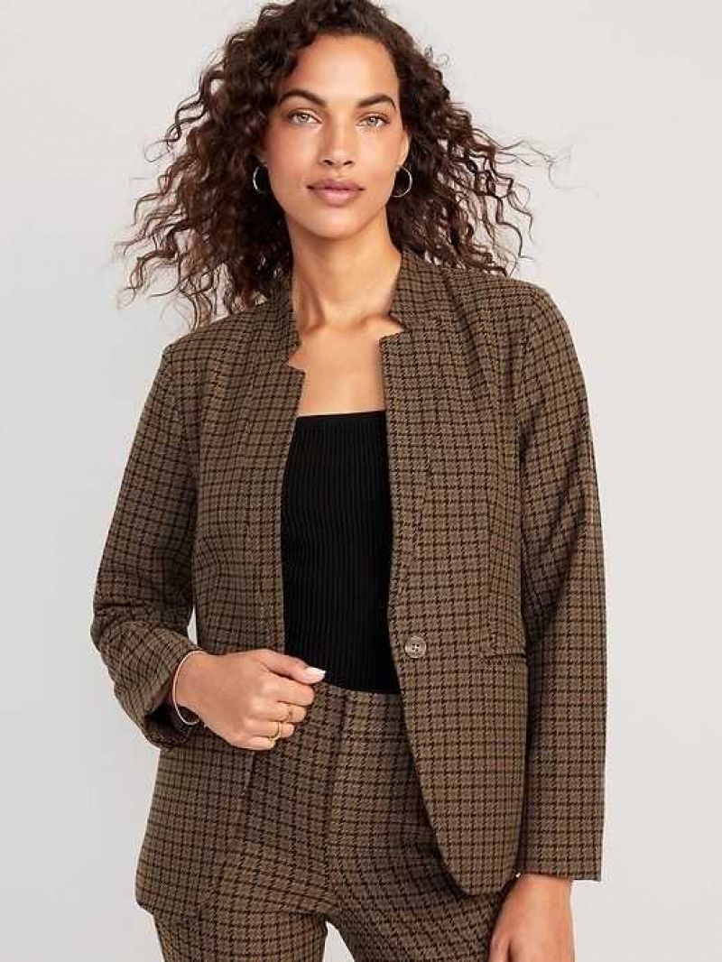 Old Navy Notched-Collar Pixie Blazer Houndstooth | LWF057124