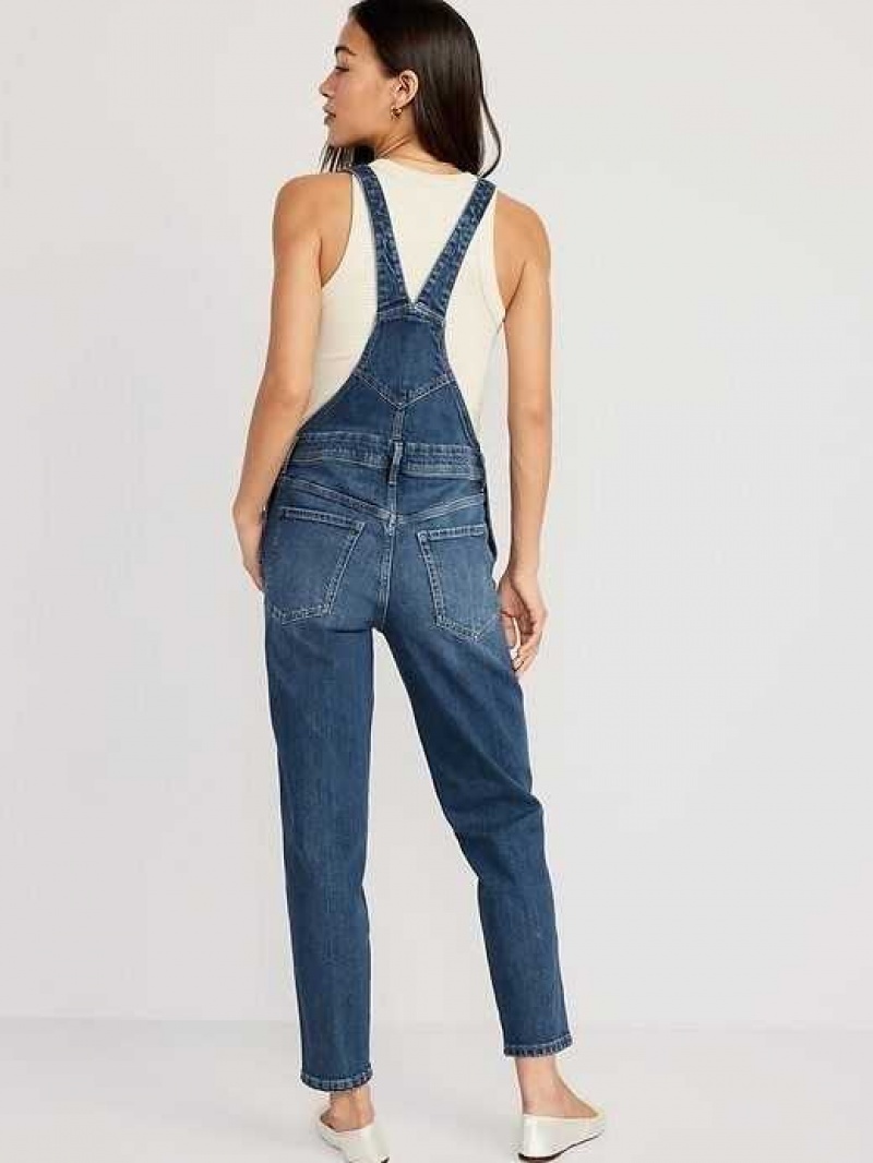 Old Navy OG Straight Workwear Jean Overalls Dark Wash | NVM492160