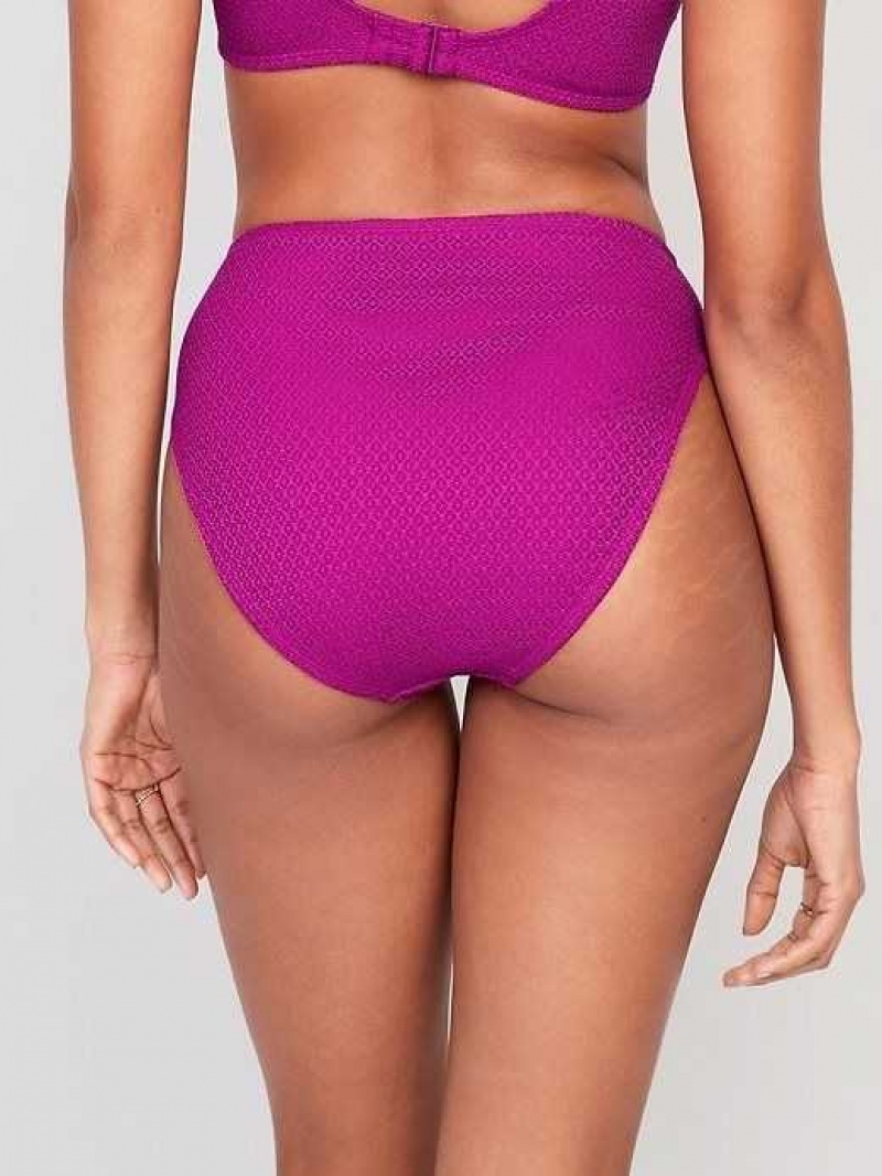 Old Navy O-Ring Crochet-Knit French-Cut Bikini Swim Bottoms Chioggia Beet | PVB465971