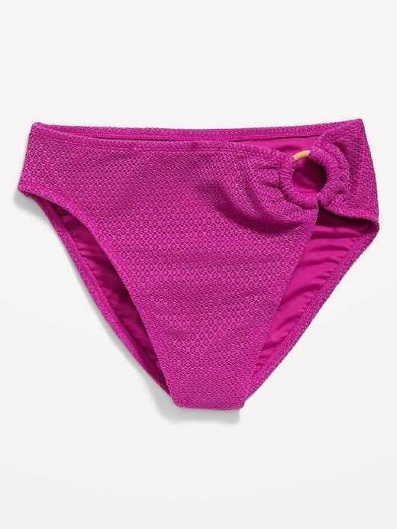 Old Navy O-Ring Crochet-Knit French-Cut Bikini Swim Bottoms Chioggia Beet | PVB465971