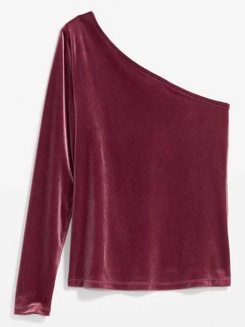 Old Navy One-Shoulder Velvet Top Red | ROQ782093