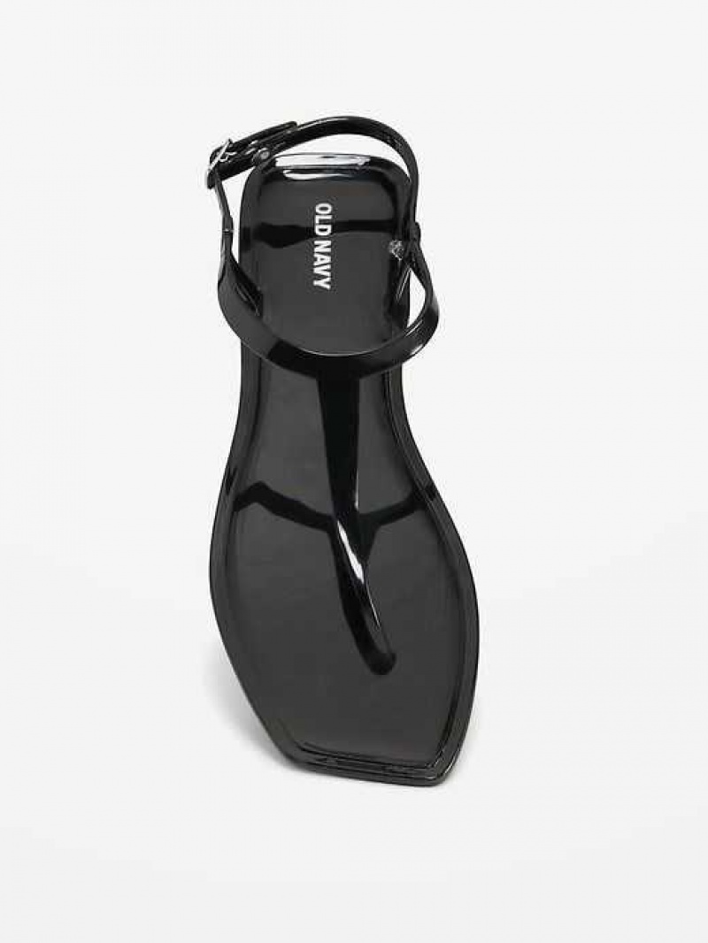 Old Navy Opaque Jelly T-Strap Sandals Black | LQU564087