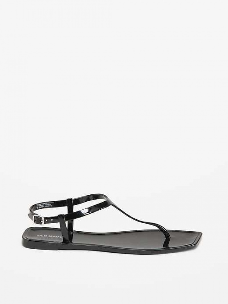 Old Navy Opaque Jelly T-Strap Sandals Black | LQU564087