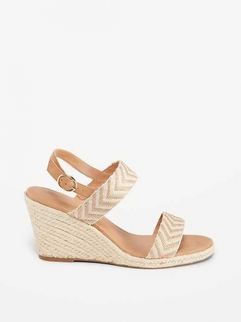 Old Navy Open-Toe Braided Straw Espadrille Wedge Sandals Beige White | UJA481590