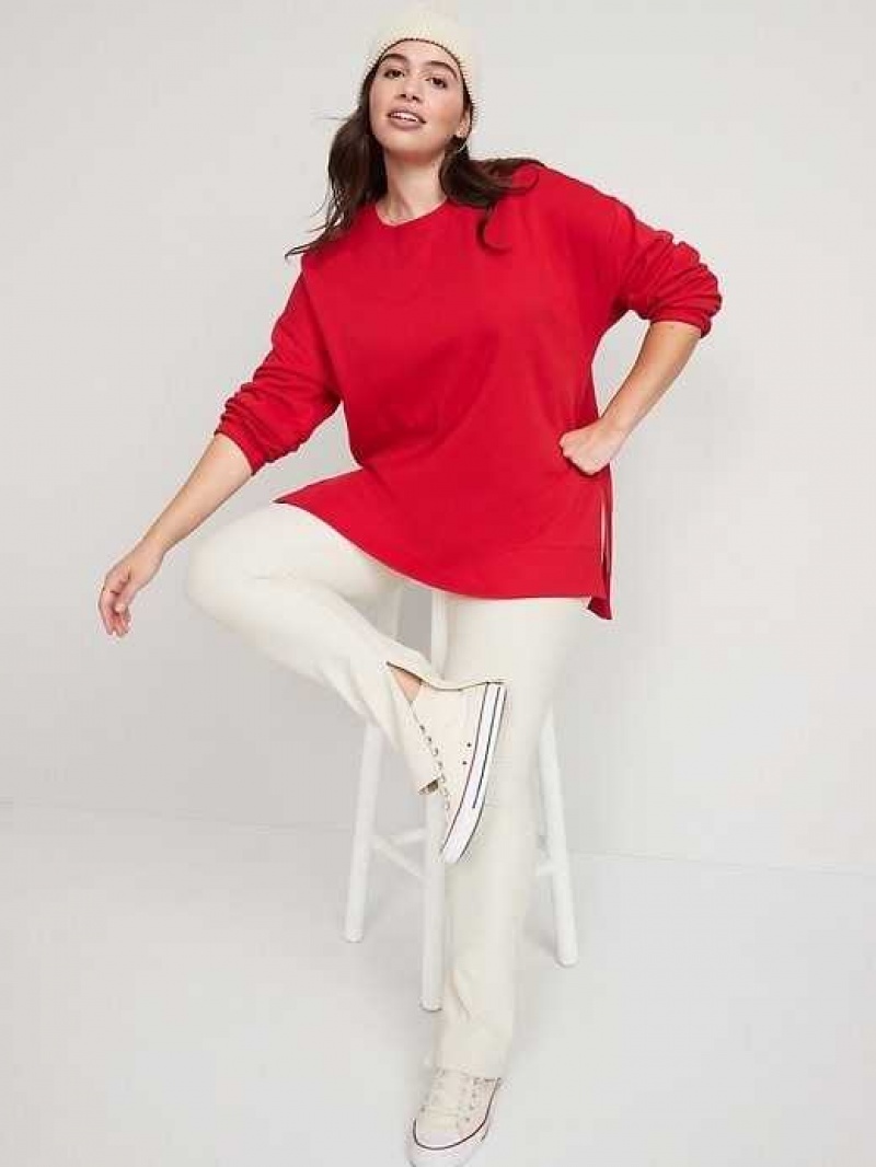 Old Navy Oversized Boyfriend Garment-Dyed Tunic Sweatshirt Red | ZGB451792