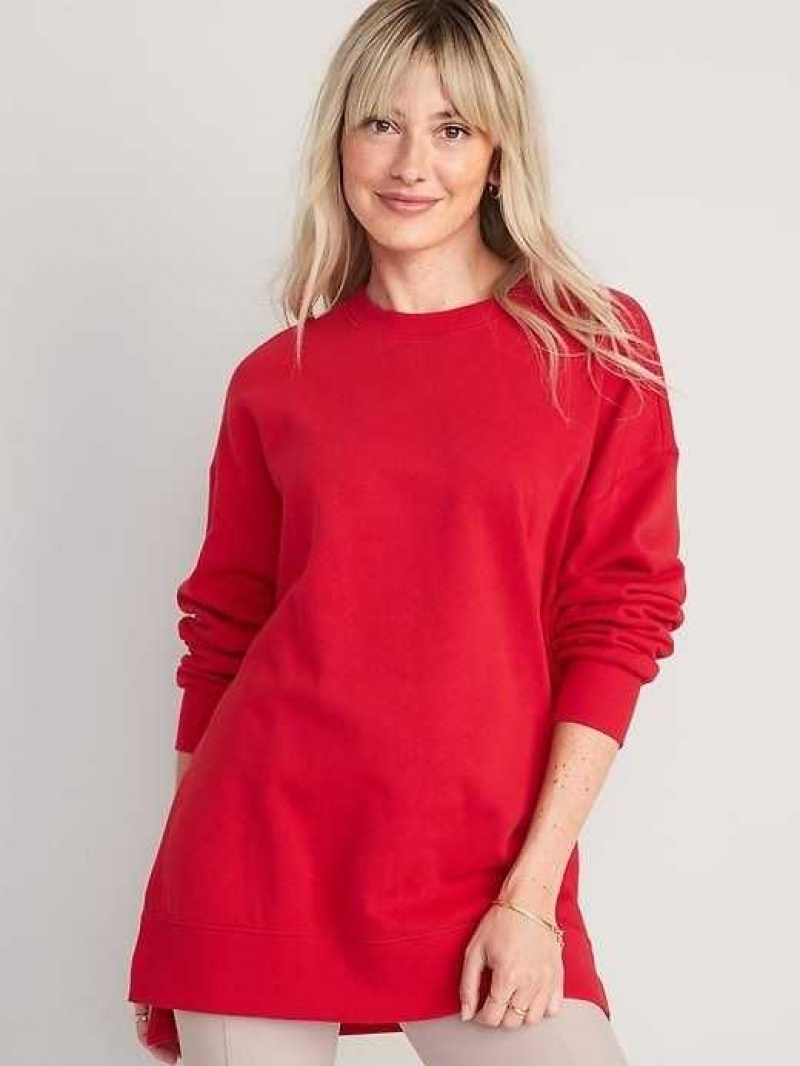 Old Navy Oversized Boyfriend Garment-Dyed Tunic Sweatshirt Red | ZGB451792