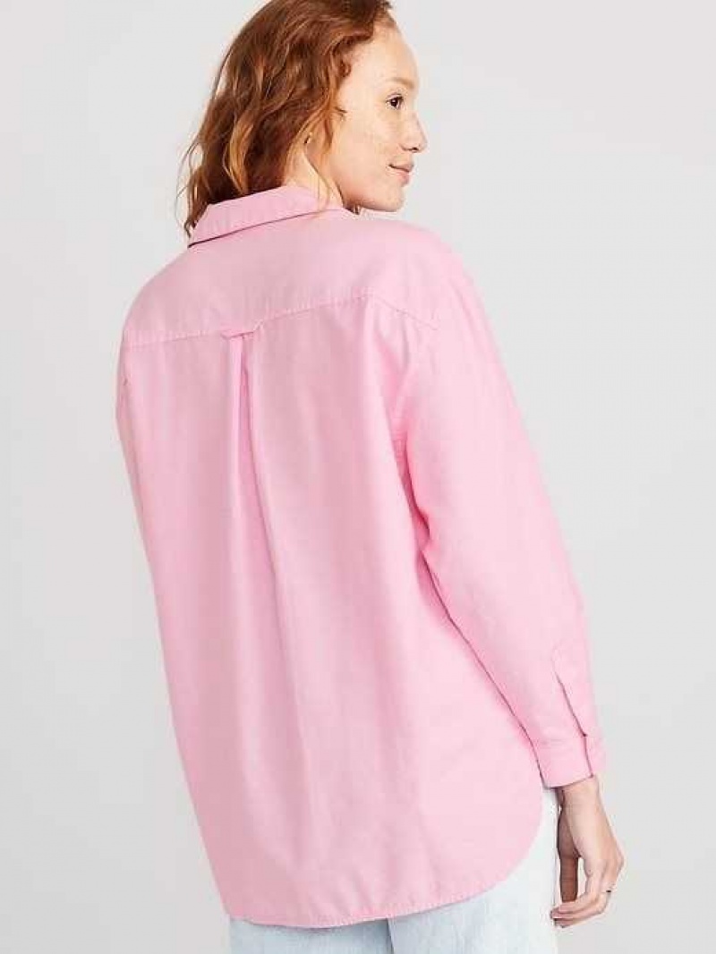 Old Navy Oversized Boyfriend Shirt Pink | ZVW608943