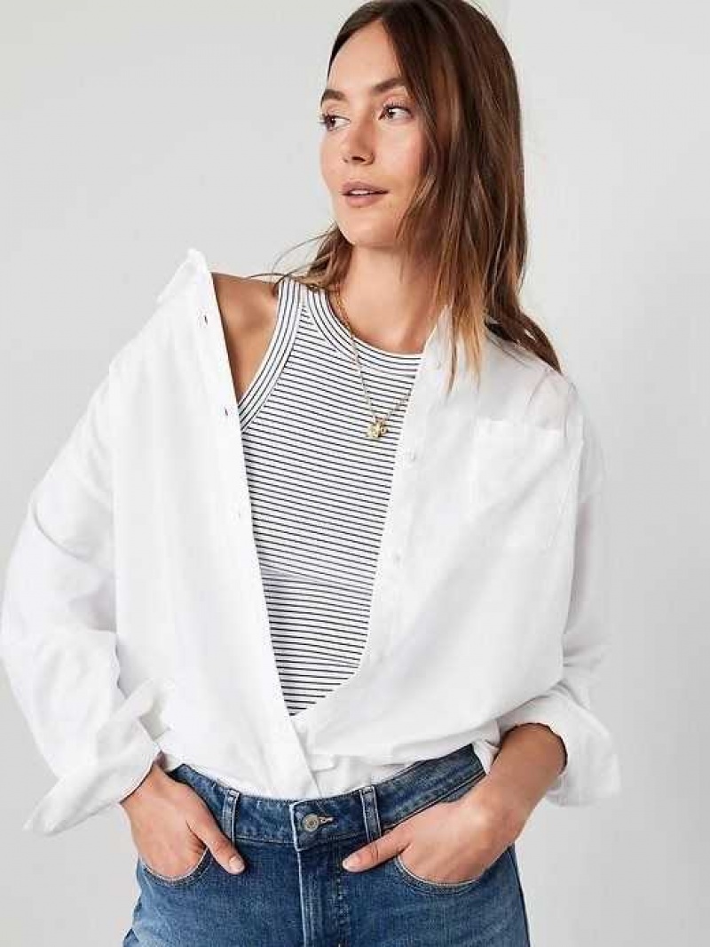 Old Navy Oversized Boyfriend Shirt White | VEZ730462