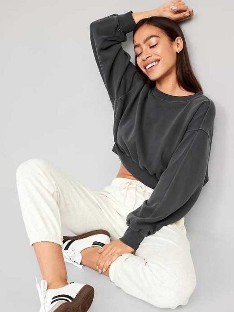 Old Navy Oversized Cropped Fleece Sweatshirt Panther | SOM754026