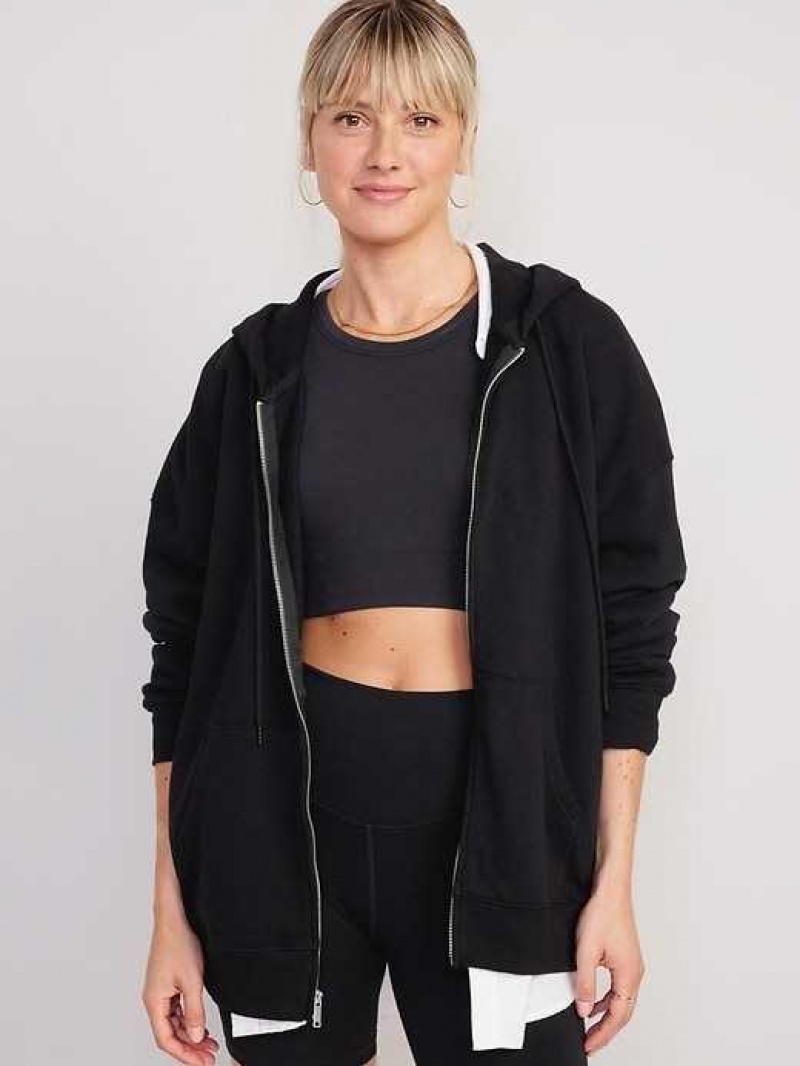 Old Navy Oversized Full-Zip Hoodie Black | HAQ814790