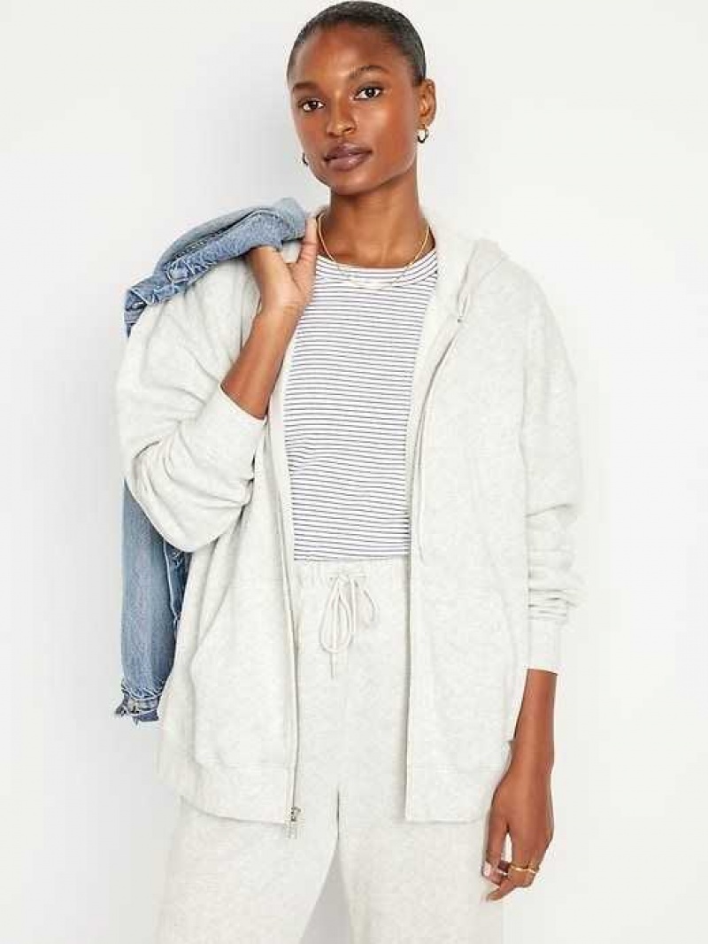 Old Navy Oversized Full-Zip Hoodie Light Grey | ZDK590134