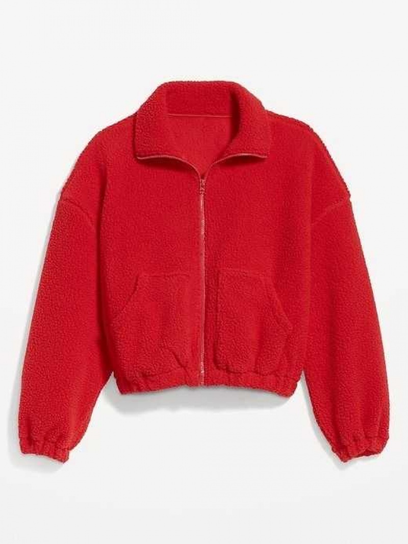 Old Navy Oversized Full-Zip Sherpa Pullover Red | VGE378654