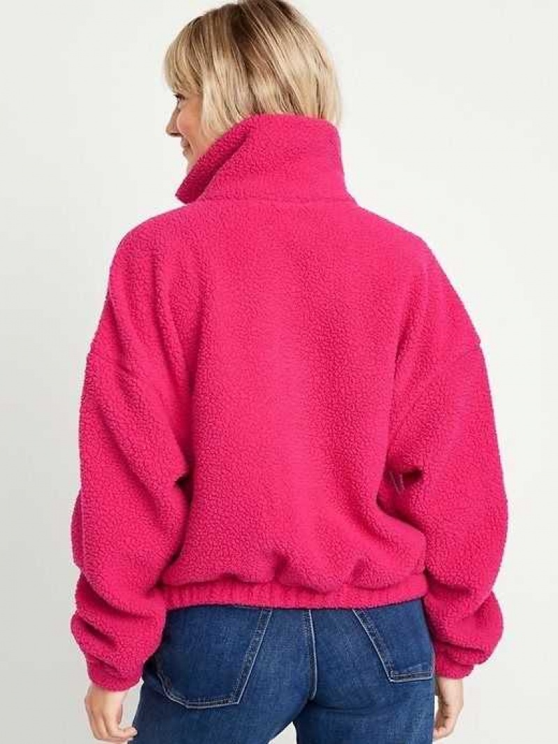 Old Navy Oversized Full-Zip Sherpa Pullover Pink | LOK870265