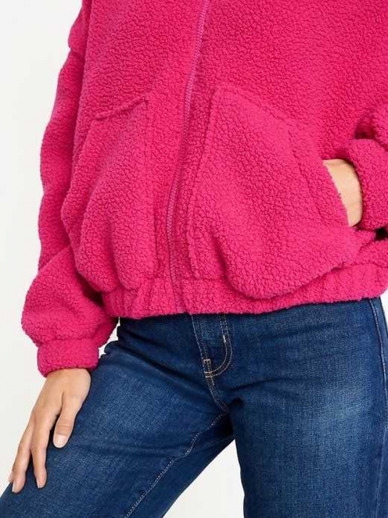 Old Navy Oversized Full-Zip Sherpa Pullover Pink | LOK870265