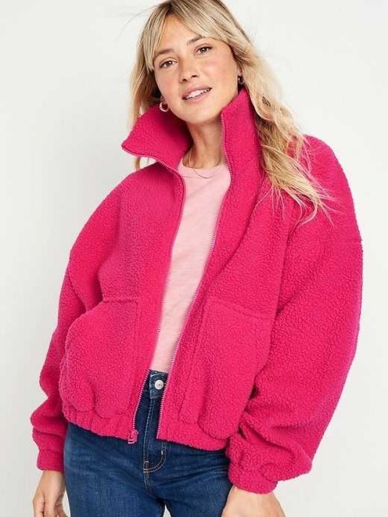 Old Navy Oversized Full-Zip Sherpa Pullover Pink | LOK870265