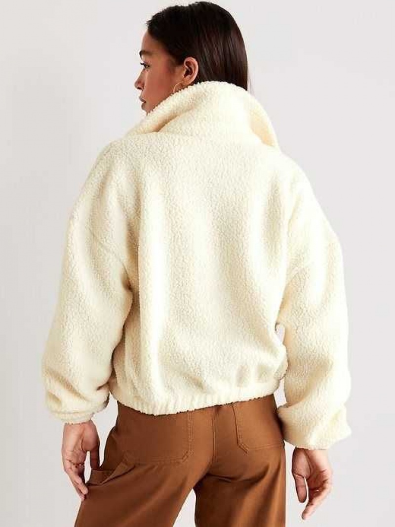 Old Navy Oversized Full-Zip Sherpa Pullover Creme De La Creme | LHN267950