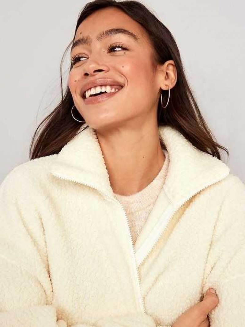 Old Navy Oversized Full-Zip Sherpa Pullover Creme De La Creme | LHN267950