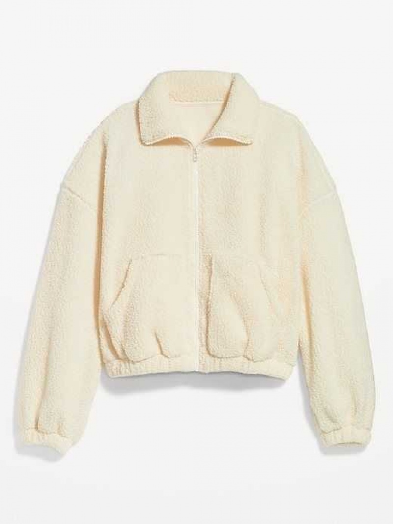 Old Navy Oversized Full-Zip Sherpa Pullover Creme De La Creme | LHN267950