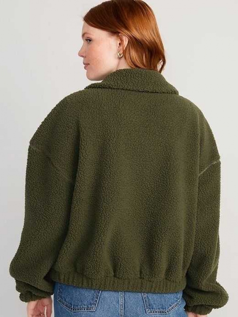 Old Navy Oversized Full-Zip Sherpa Pullover Conifer | FLB427835