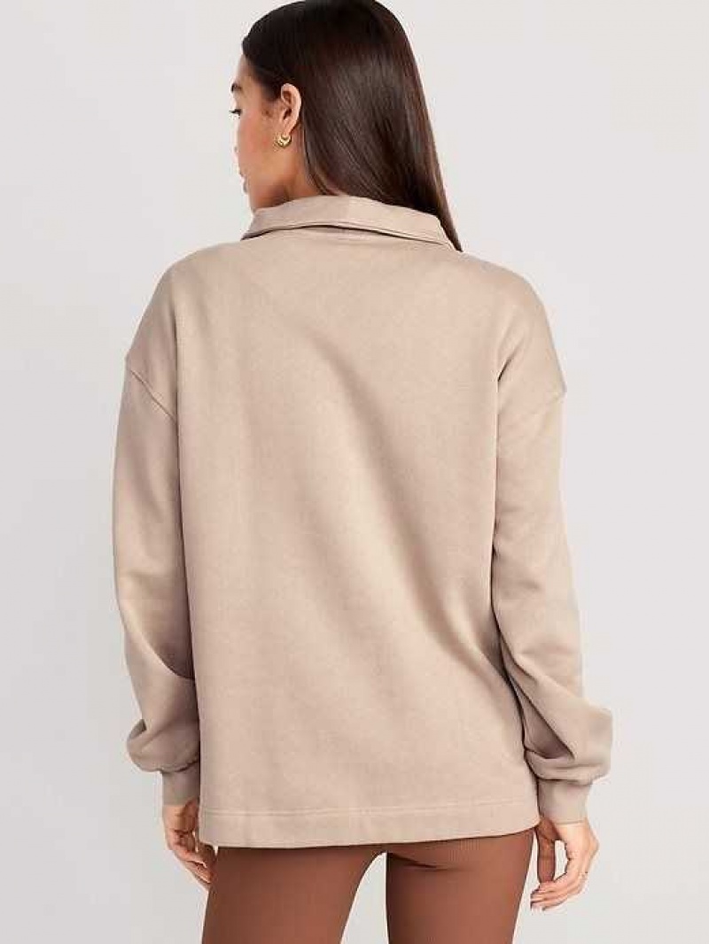 Old Navy Oversized Half-Zip Pullover Tunic Tiramisu | YQM372195