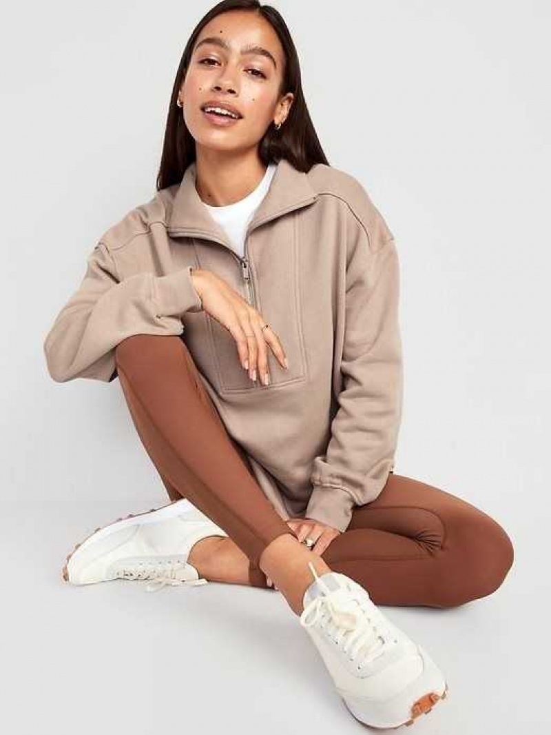 Old Navy Oversized Half-Zip Pullover Tunic Tiramisu | YQM372195