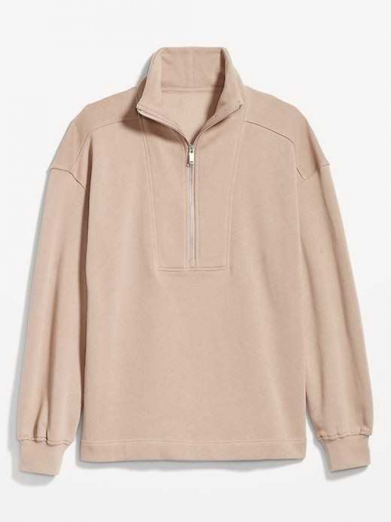 Old Navy Oversized Half-Zip Pullover Tunic Tiramisu | YQM372195