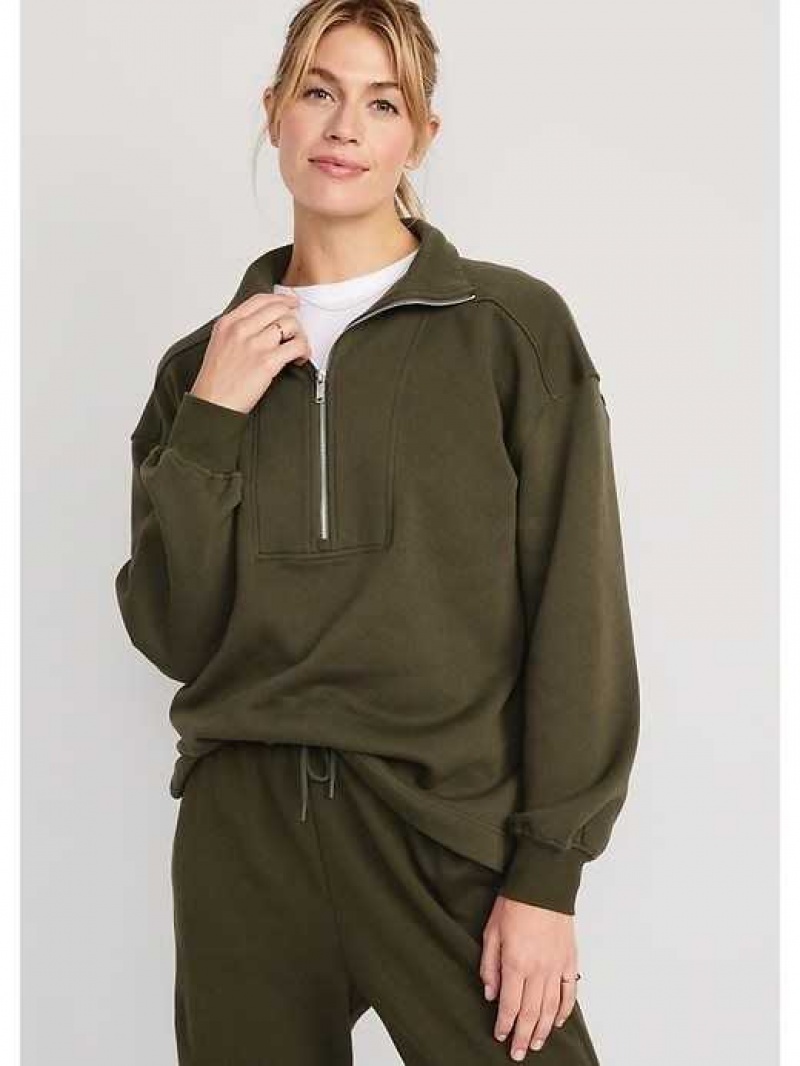 Old Navy Oversized Half-Zip Pullover Tunic Conifer | CAD475921