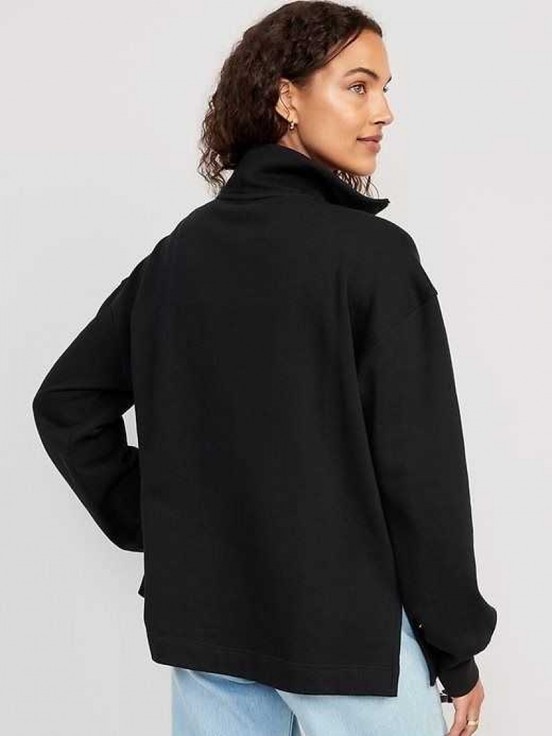 Old Navy Oversized Half-Zip Pullover Tunic Black | BNL752841