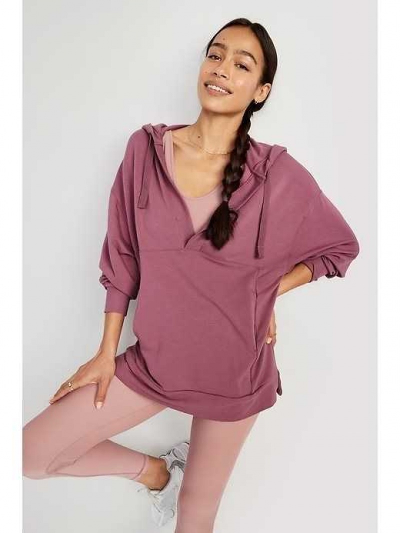 Old Navy Oversized Live-In French-Terry Tunic Hoodie Rosebloom | TQF039178