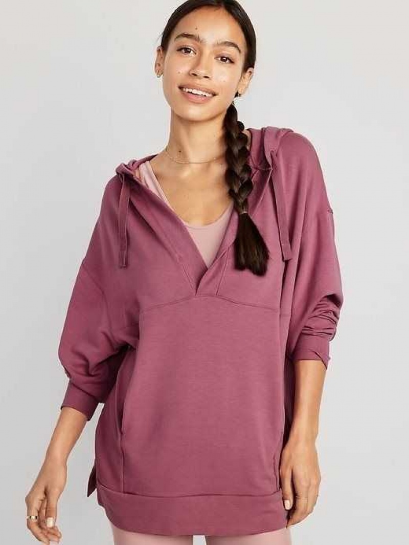 Old Navy Oversized Live-In French-Terry Tunic Hoodie Rosebloom | TQF039178