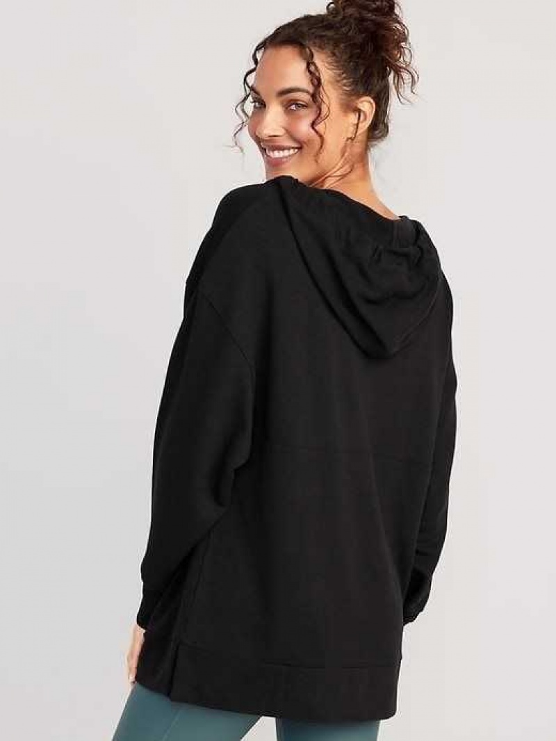 Old Navy Oversized Live-In French-Terry Tunic Hoodie Black | WJX976328