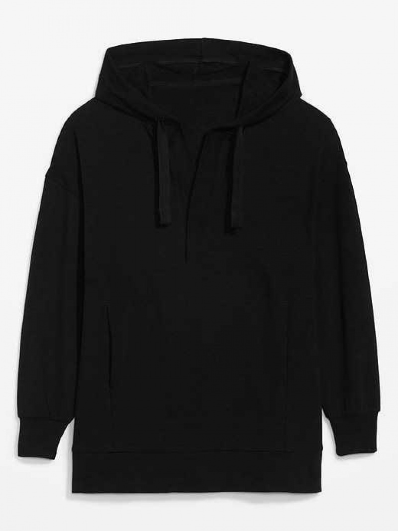 Old Navy Oversized Live-In French-Terry Tunic Hoodie Black | WJX976328