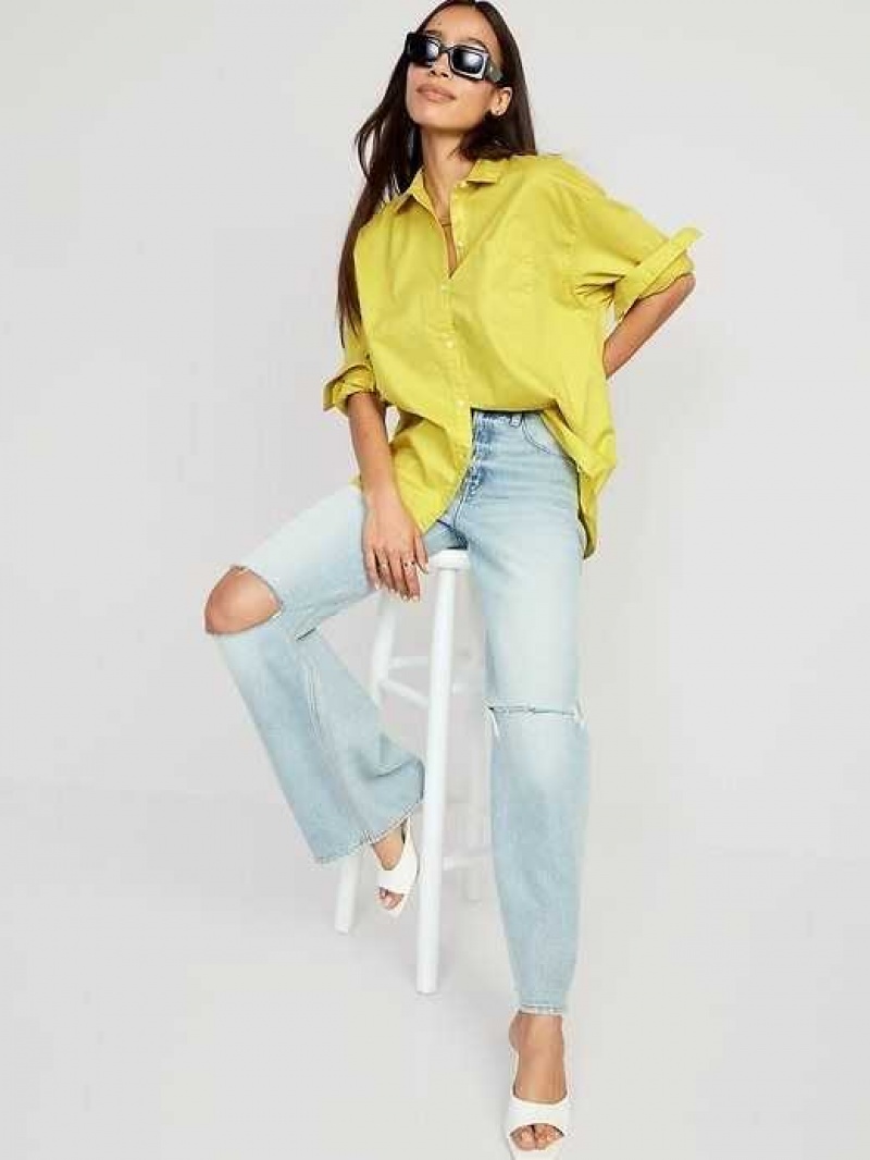 Old Navy Oversized Poplin Boyfriend Shirt Light Green | WTD540187