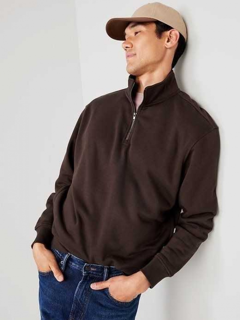 Old Navy Oversized Quarter-Zip Mock-Neck Sweatshirt French Roast | QVF037152