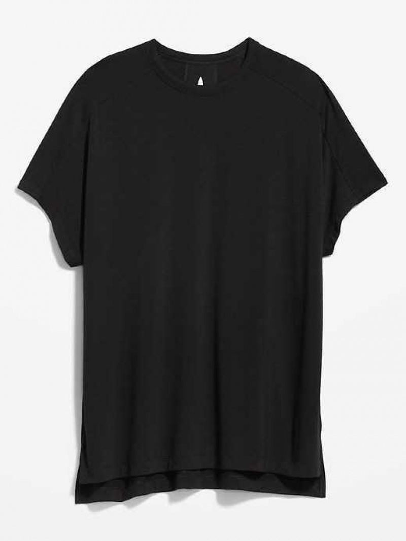 Old Navy Oversized UltraLite Rib-Panel Tunic T-Shirt Black | BGE851702