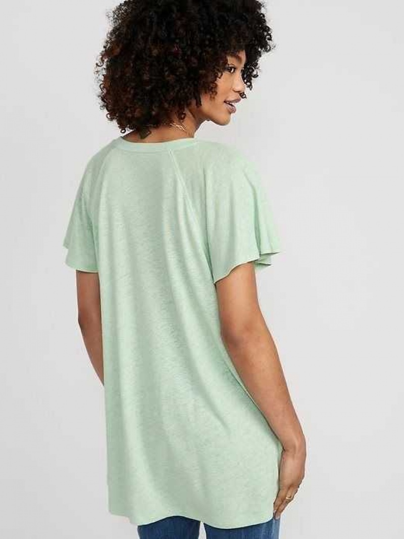 Old Navy Oversized V-Neck Linen-Blend Tunic T-Shirt Ambrosia | XYV716954