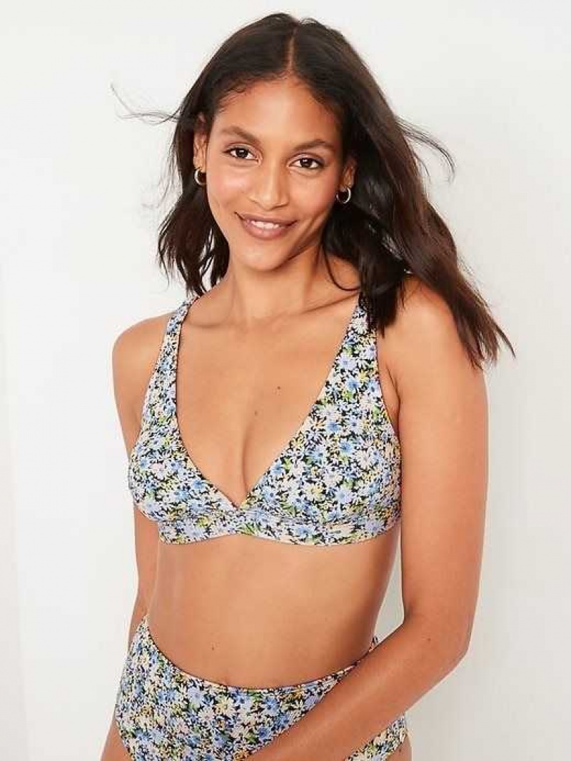 Old Navy Pique Classic Plunge Triangle Bikini Swim Top Blue | GBA510672