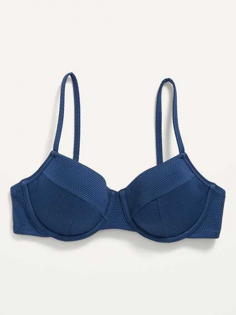 Old Navy Pique Underwire Bikini Swim Top Navy | QCV951436