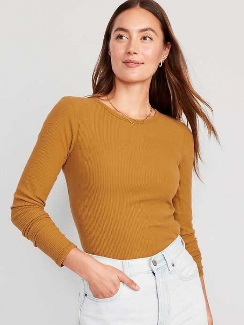 Old Navy Plush Long-Sleeve Crew-Neck T-Shirt Baltic Amber | SXR903574