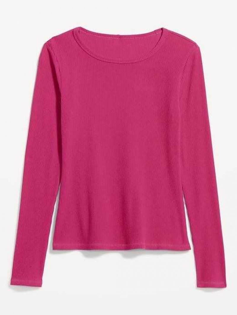 Old Navy Plush Long-Sleeve Crew-Neck T-Shirt Pink | SEP163902