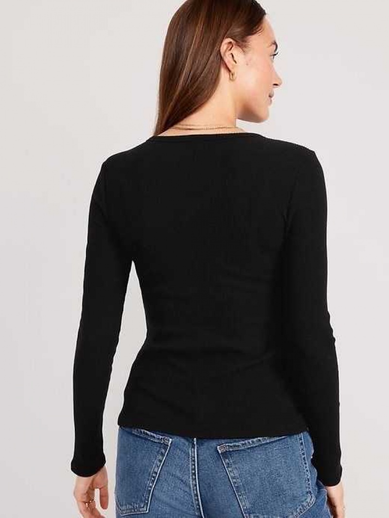 Old Navy Plush Long-Sleeve Crew-Neck T-Shirt Black | SCQ571290