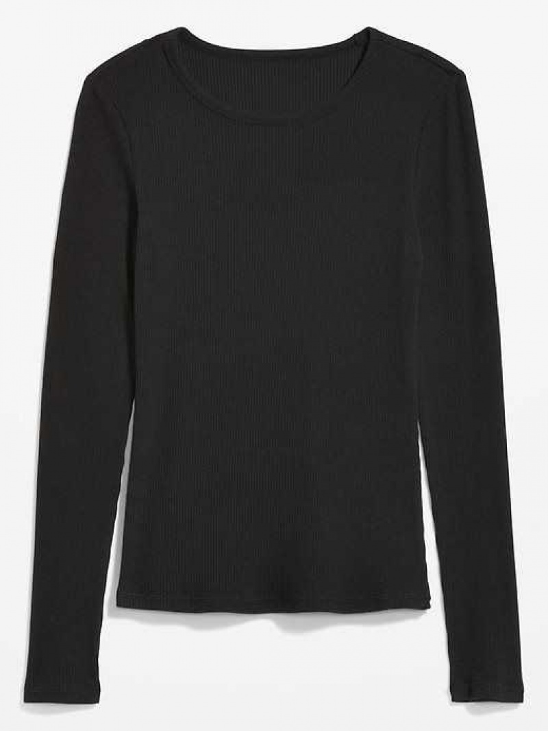 Old Navy Plush Long-Sleeve Crew-Neck T-Shirt Black | SCQ571290