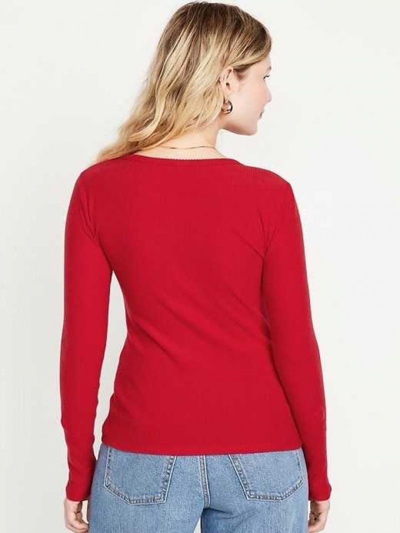 Old Navy Plush Long-Sleeve Crew-Neck T-Shirt Red | NHT540179