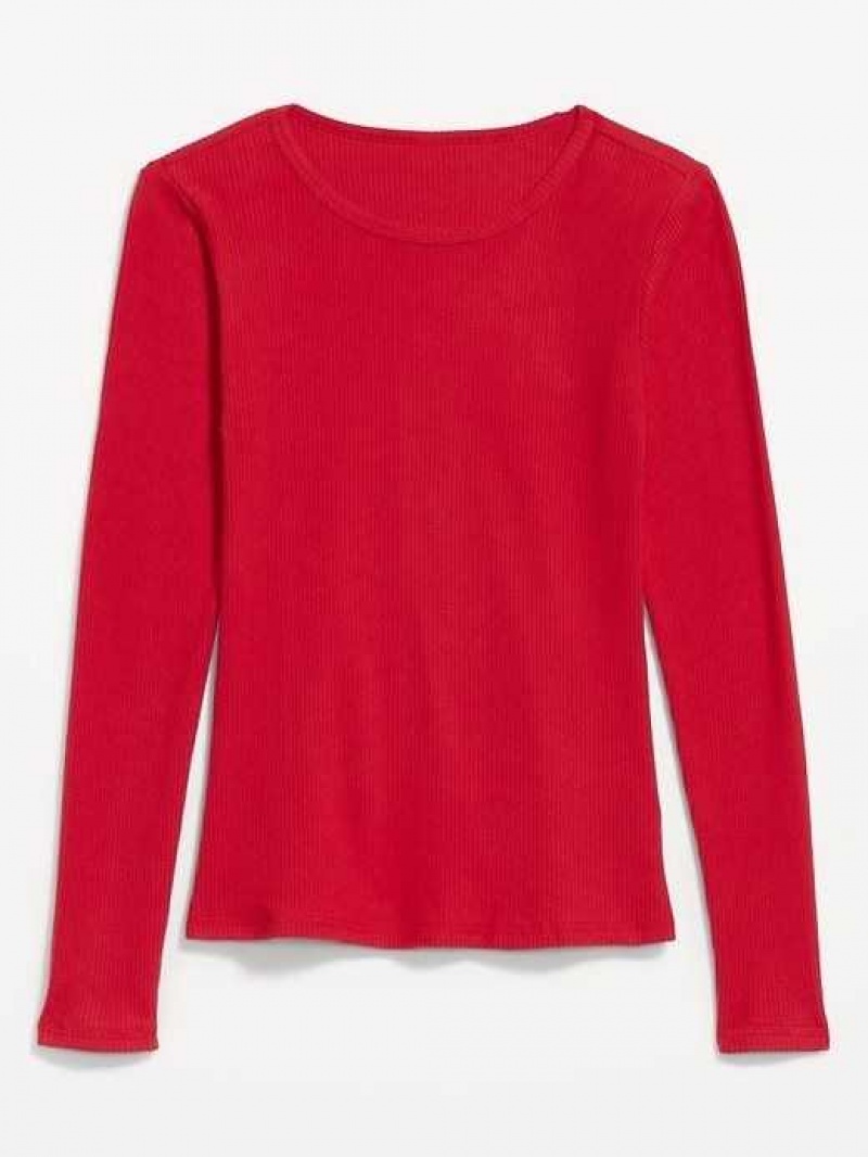 Old Navy Plush Long-Sleeve Crew-Neck T-Shirt Red | NHT540179