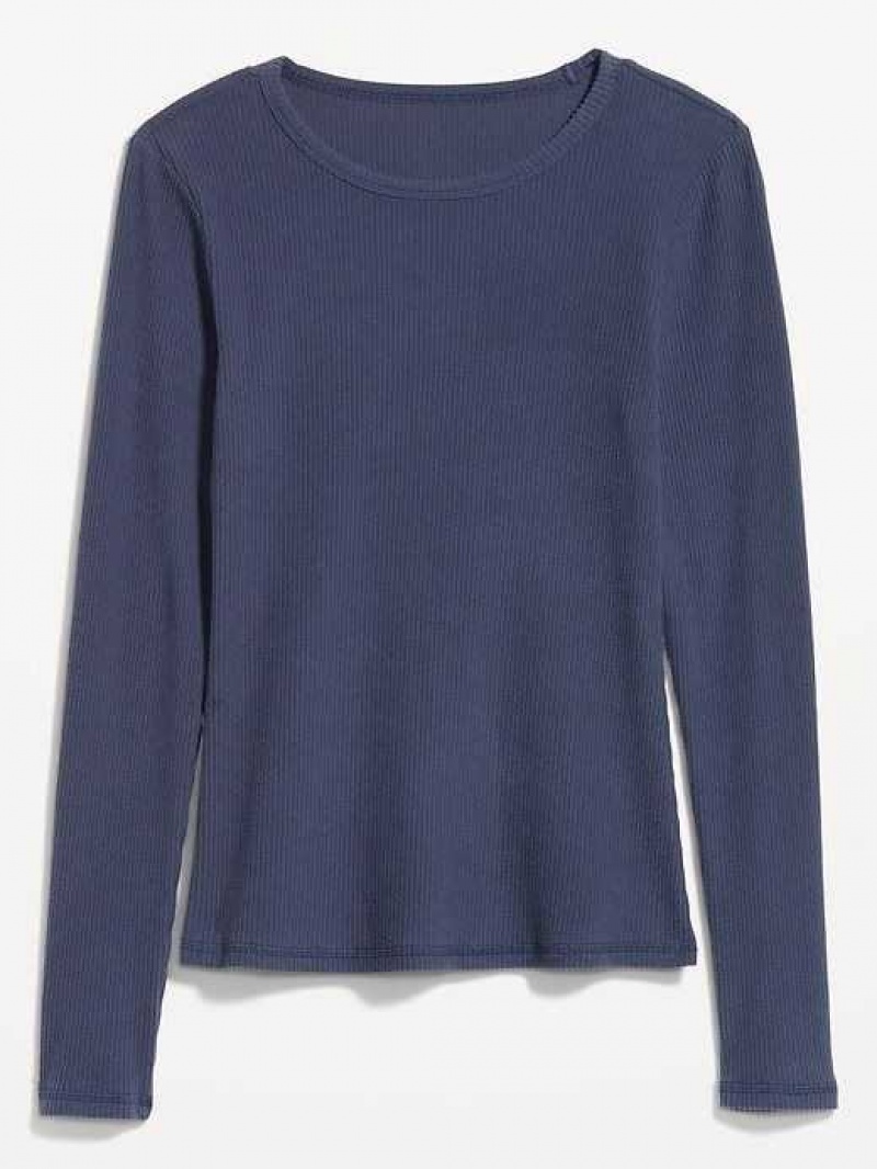 Old Navy Plush Long-Sleeve Crew-Neck T-Shirt Volcanic Glass | YKG513497