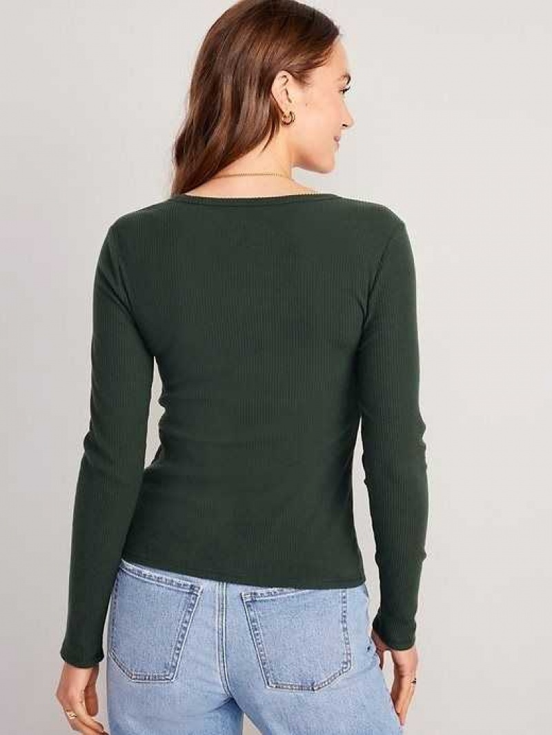 Old Navy Plush Long-Sleeve V-Neck T-Shirt Dark Bottle | NVR915308