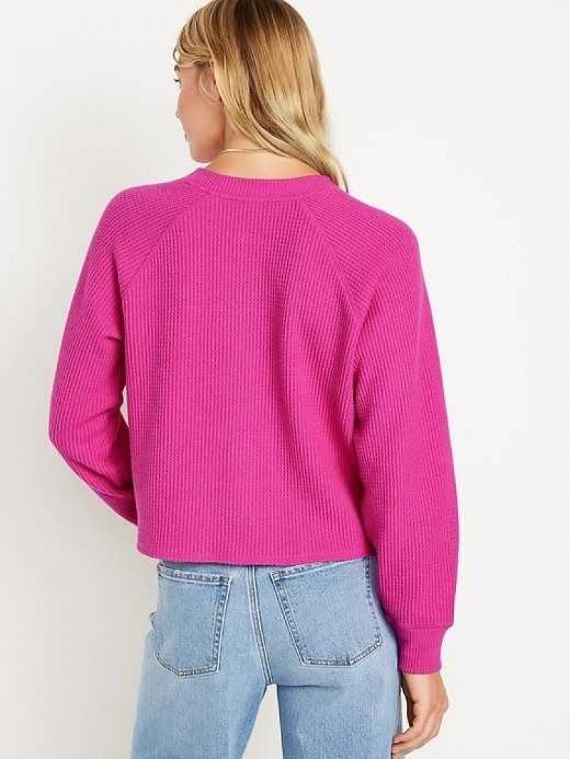 Old Navy Plush Waffle-Knit Henley Top Flamingo Feather | YOQ321609