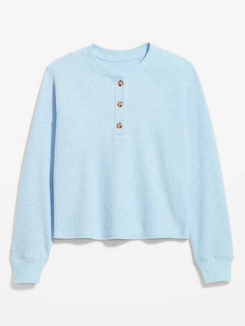 Old Navy Plush Waffle-Knit Henley Top Rock Pool | CJS931028